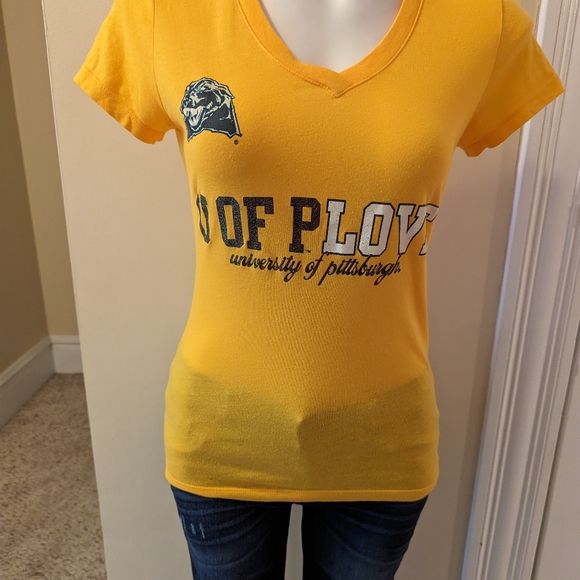 Soffe University of Pittsburgh Panthers Love bright yellow t-shirt size small - Picture 5 of 8